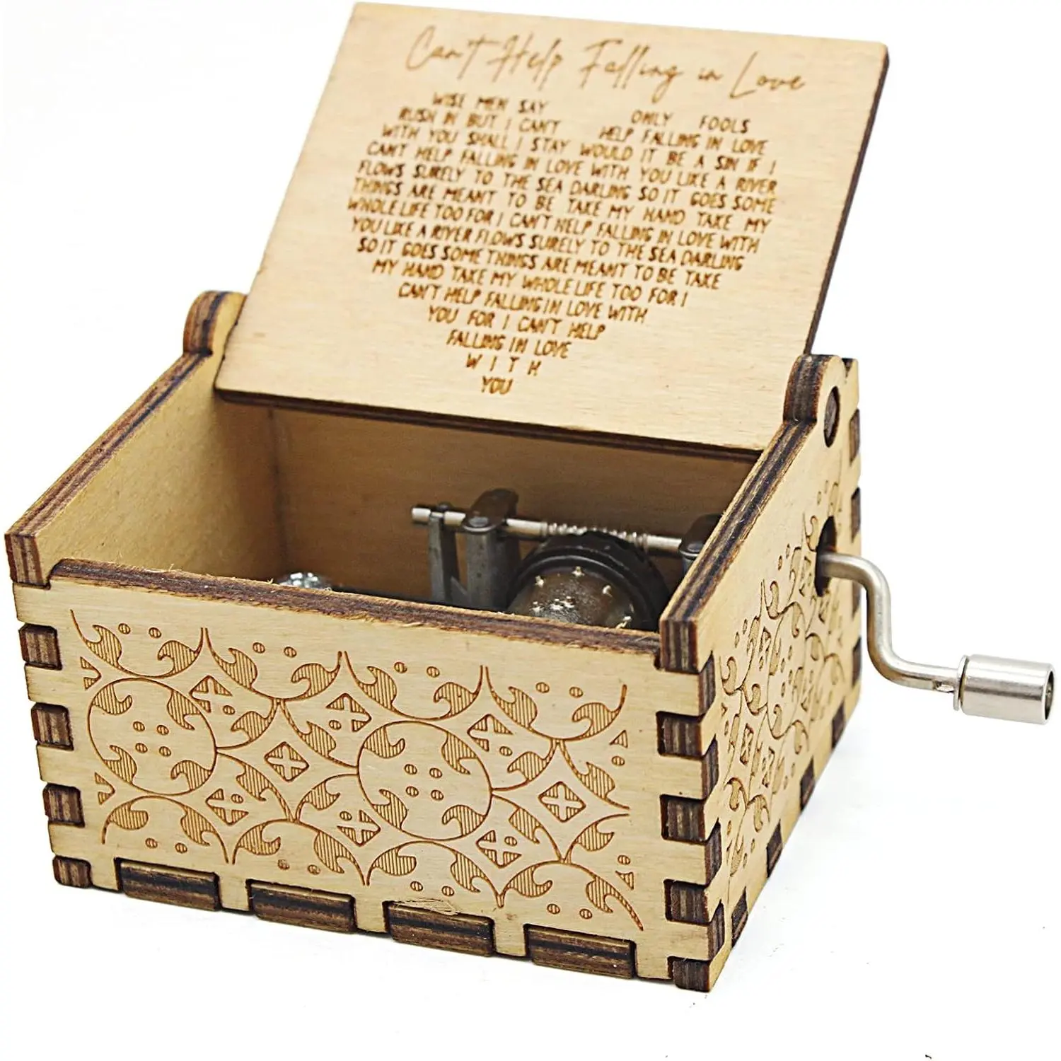 Can't Help Falling in Love   Box, Antique Engraved Musical Boxes Case for Love  Wooden  Box - Gifts for Lover, Boyfriend, Girlfriend, Husband, Wife ()