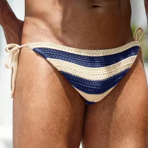Men's Contrast Color Side Tie Knitted Brief