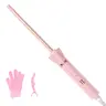 Hahahope 3/8 Inch (9mm) Skinny Barrel Ceramic Curling Iron - Dual Voltage, 2 Heat Settings, Fast Heating Wand with Stand, Swiveling Cord, Sokka Hair Slit Tool for Tight Curls on Short & Long All Hair Types