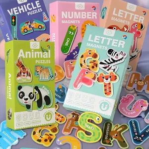 Magnetic Puzzle Sticker, 36pcs/set Animal & Transportation Pattern Magnetic Puzzle Sticker, Educational Toy for Boys & Girls, Jigsaw Puzzles