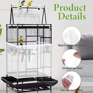 Bird Cage Mesh Cover – Splash-Proof & Spill-Proof | Keeps Mosquitoes & Dust Out | Perfect for Cockatiels, Parakeets, Small Birds – Breathable & Washable