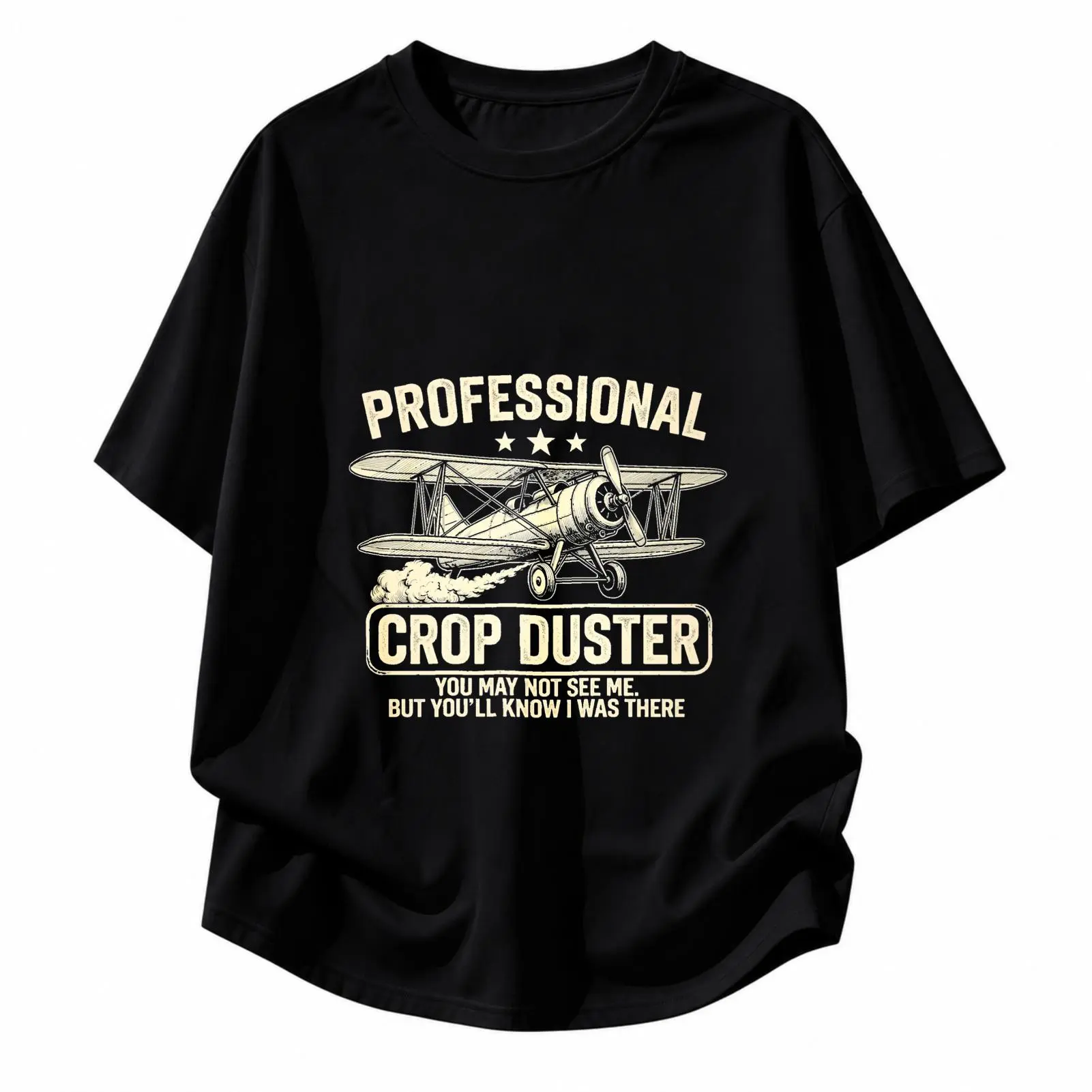 Carpesun Vintage Aviation Graphic Tee Professional Crop Duster Biplane Print Cotton Short Sleeve Casual Wear Unisex Gift For Pilots Farmers Aviation Enthusiasts
