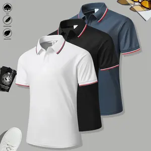 3Pcs solid color POLO shirt, casual short-sleeved, suitable for sports, golf and outdoor activities; comfortable, breathable, cool short-sleeved, men's short-sleeved top
