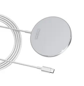 Magnetic Wireless Charger, Compatible with iPhone 18/17/16/15/14/13/12 Series and AirPods 3/2/Pro, 2 in 1 Wireless Charging Pad with USB-C Cable, 15W Fast Mag Charger with Magnetic Ring