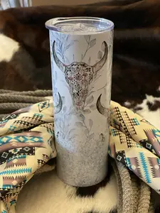Flowery Longhorn Western Tumbler