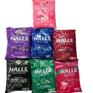 7 Bolsas de Halls multi sabores, sabor artificial nivel de frescura (100 piezas) en cada bolsa
