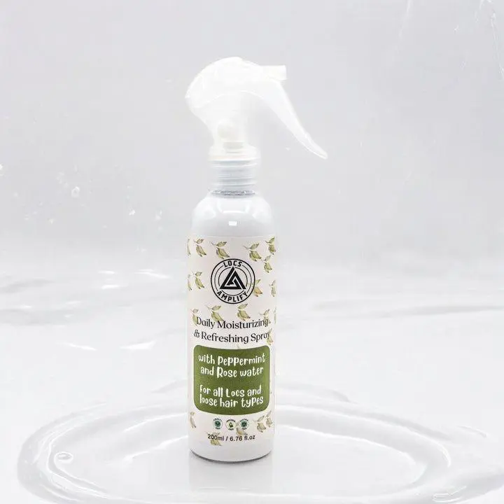Locs Amplify Daily Moisturizing Refreshing Spray | For Locs, Dreadlocks, Braids &amp; Natural Hair | Peppermint • Rose Water • Lightweight Hydration | 200 ml