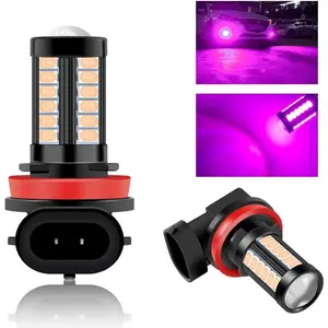 H8 H11 Car LED Fog Light Bulbs Super Bright 6000K Pink 5730 33SMD for Daytime Running Lights DRL 12V-2Pcs