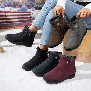 Women Snow Boots Watarproof Ankle Boots For Winter Shoes Keep Warm Snow Boots Zipper Cotton Shoes