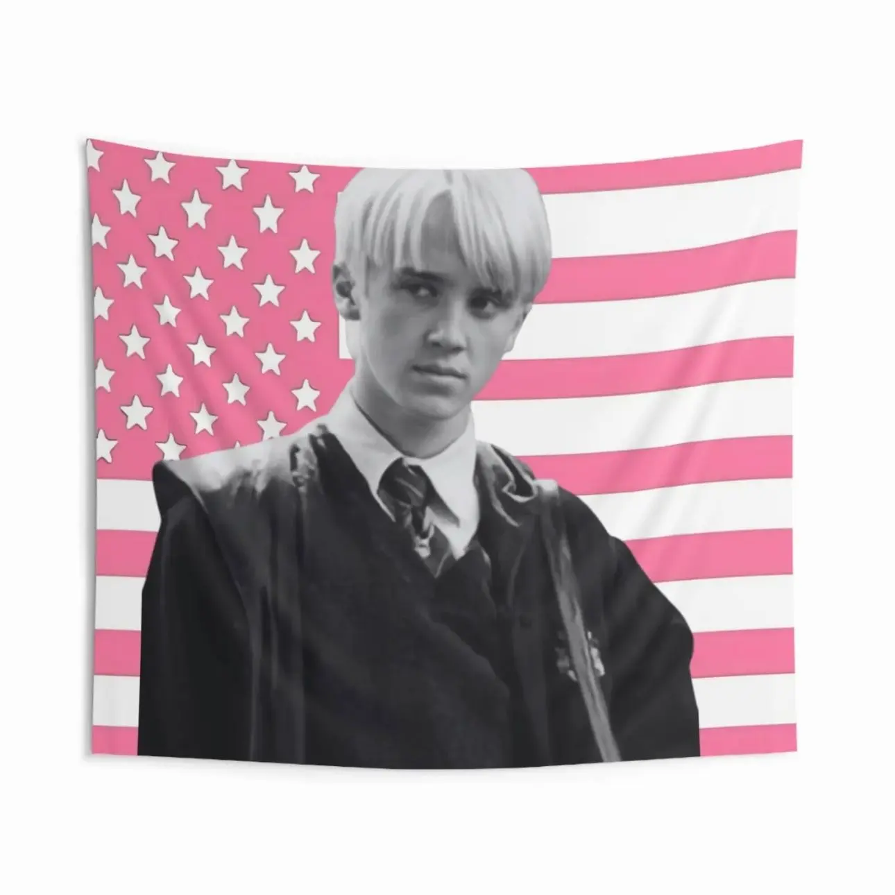 Indoor Wall Tapestries, Pink American Flag Malfoy, Potterhead Gift, Fantasy Book Fan Home Decor, Dracotok, Draco Funny Wall