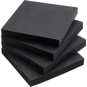 3x3 Bright Colors Self-Stick Sticky Notes 4 Pads 90 Sheets/Pad (Black)