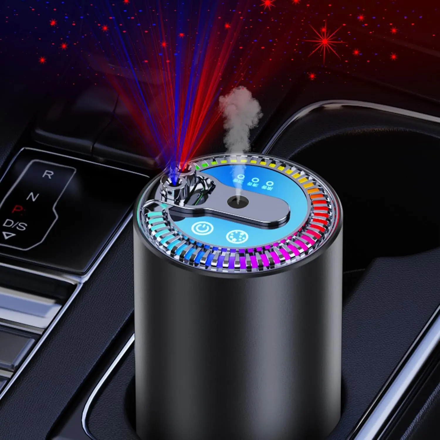 Smart Car Air Fresher 50ML Natural Cologne Air Purifier Lasting Fragrance, Star Projector Roofing Car Air Freshener Rechargeable Smart Car Fragrance Diffuser Aroma Color Atmosphere Light