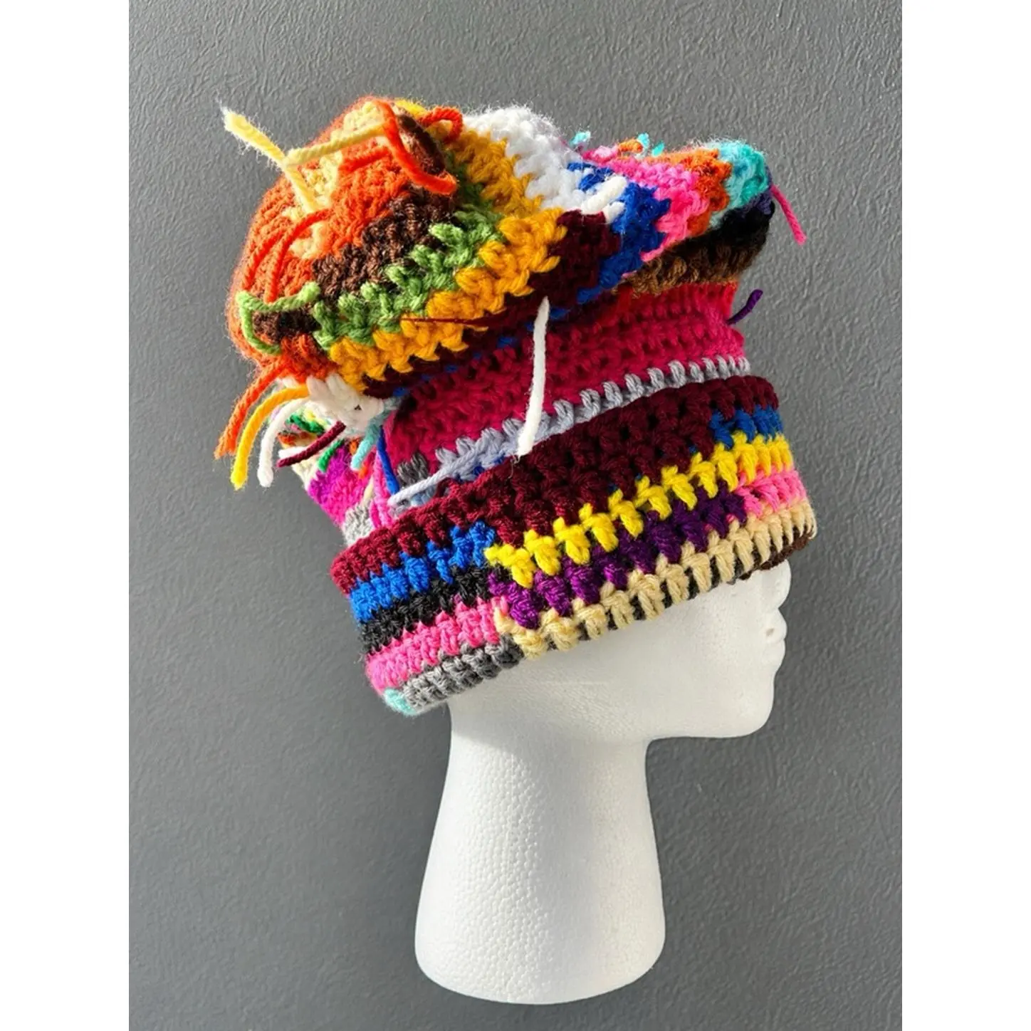Multi-Color Crochet Slouchy Beanie