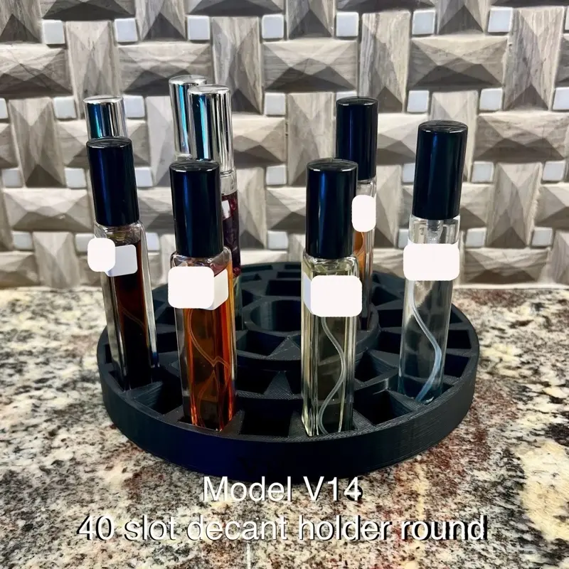Model V14 Round Fragrance Decant Stand to display your 10 mL decant bottles Organiser Racks