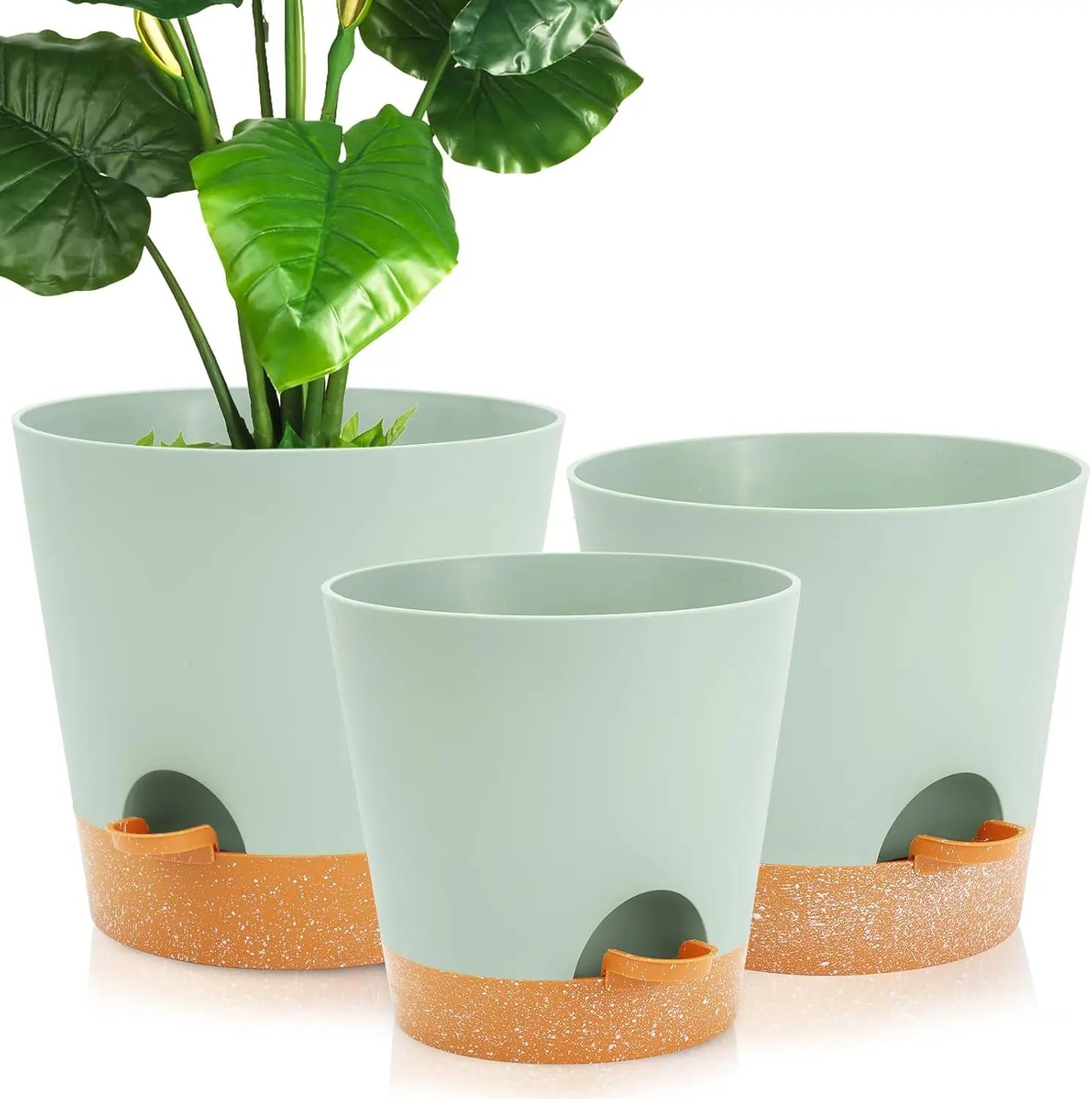 10/9/8 inch  pots, planters for Indoor , self Watering  Pot, Flower pots, Green