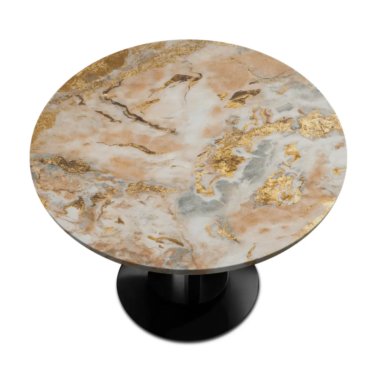 Blush Pink White Gold Foil Marble Spandex Polyester Fitted Round Coffee Tablecloth - Elastic Stretch Cover, Wrinkle-Resistant, Waterproof, Stain-Resistant, Golden Vein Print Protector, Fits 36-42" Coffee Tables for Luxury Modern Home Interiors Decor