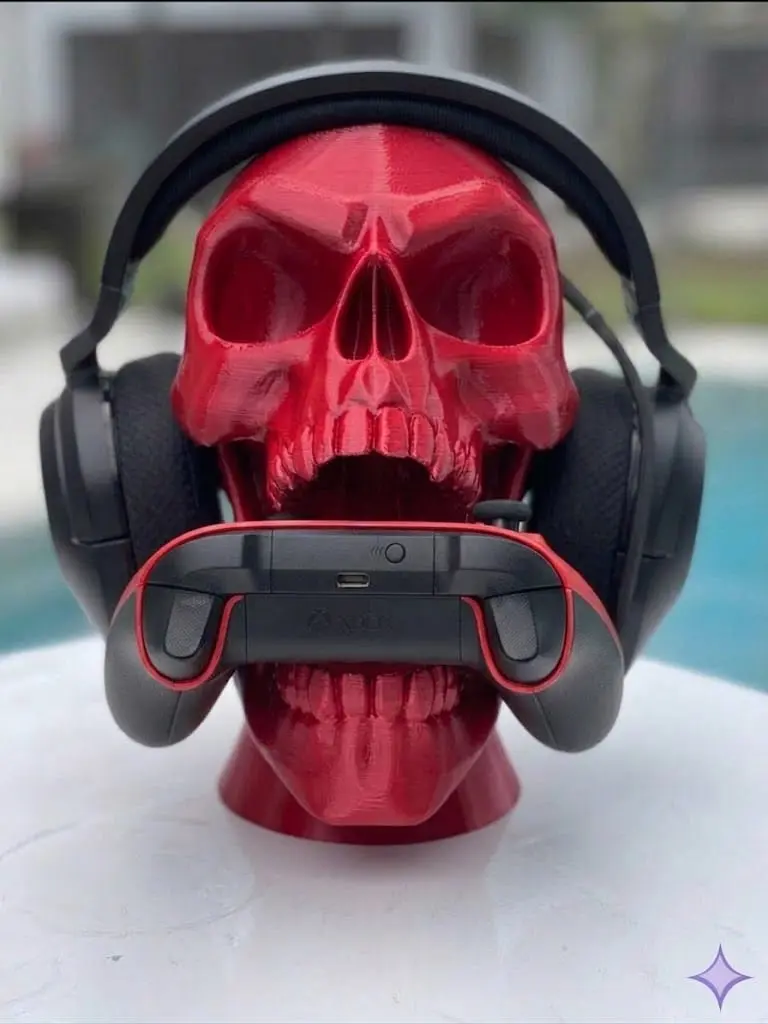 Skull Headphone & Controller Stand – Gaming Setup Organizer by PL 3D