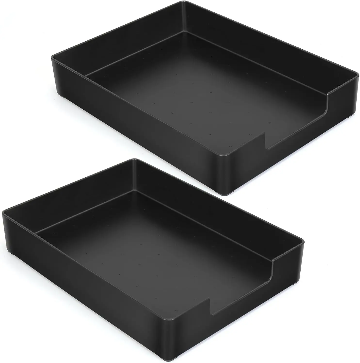 Letter-Size Tray, 2PCS Plastic Stackable A4 Paper Tray, Desk Drawer Organizer, Multi-use Large Storage Basket for Office Home Supplies,13 x 9.6 inch