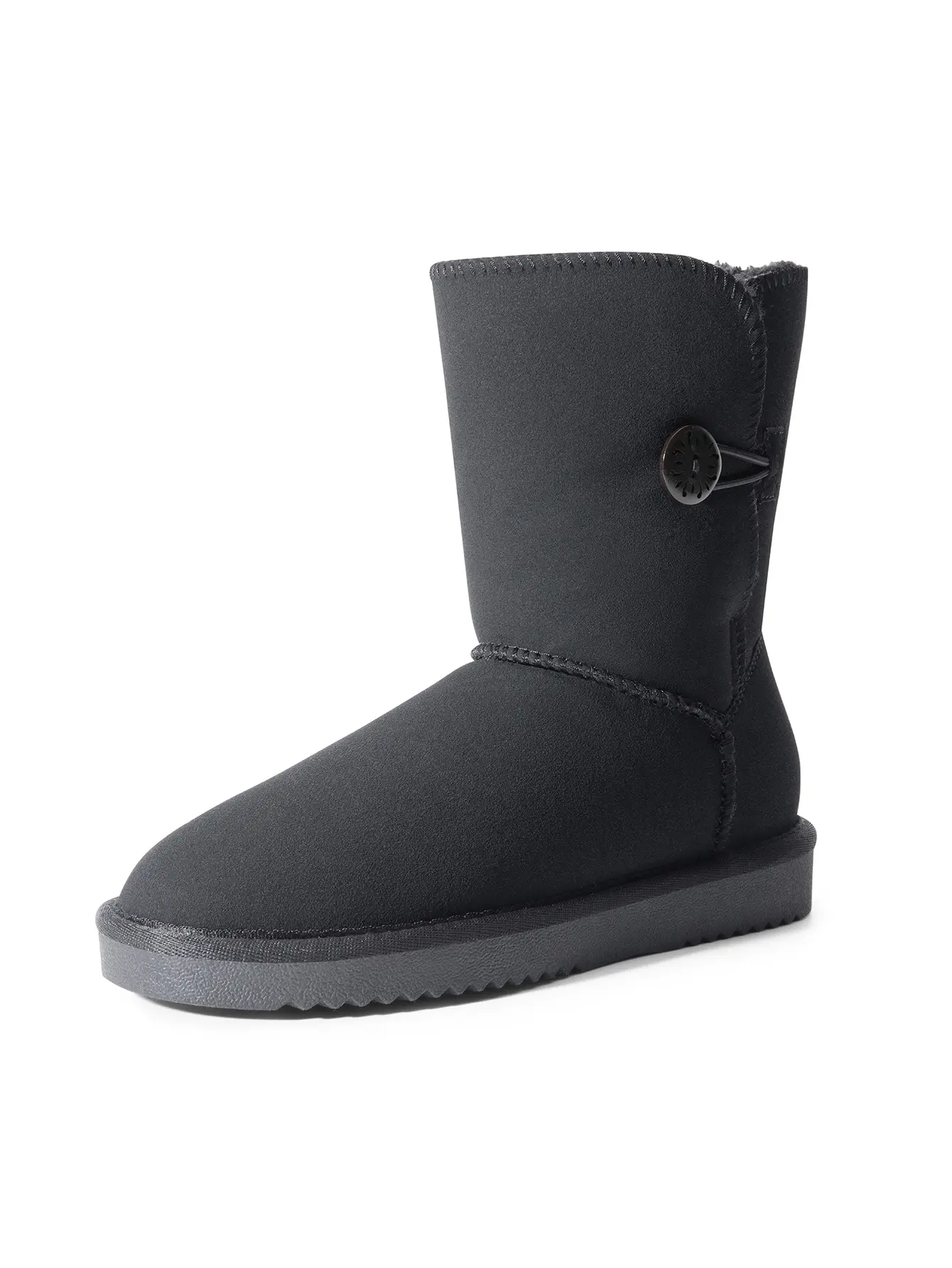 Dream Pairs Women's Casual Faux Leather Ankle Boots, Water-Repellent Winter Shoes with Side Button, Warm Plush Lining & Memory Foam, Shoe, Footwear, Soft, Basic, Leather & Faux Leather