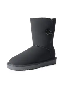 Dream Pairs FuzzyChic Cute and playful Button Versatile fashionable mid-boot