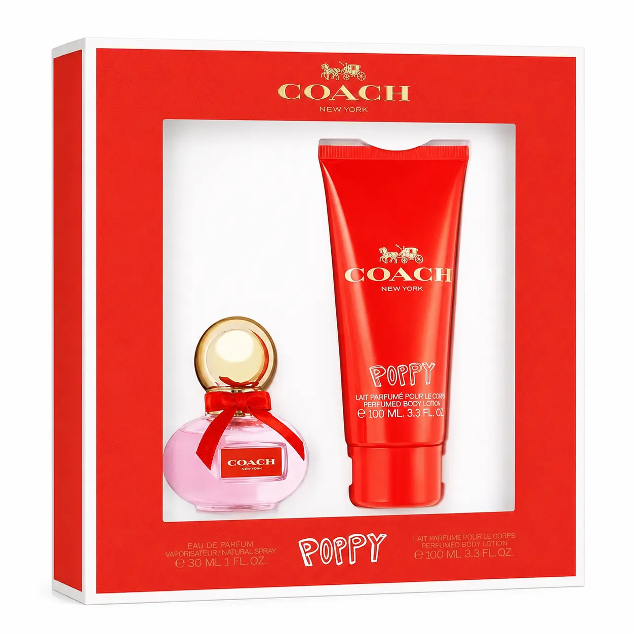 Coach Poppy Eau De Parfum 2PCS Gift Set (1.0 oz + 3.4 oz Body Lotion)