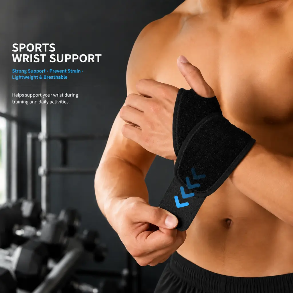 Adjustable Sports Wrist Support Brace, Breathable Wrist Wrap for Gym Workout, Weightlifting and Daily Activities