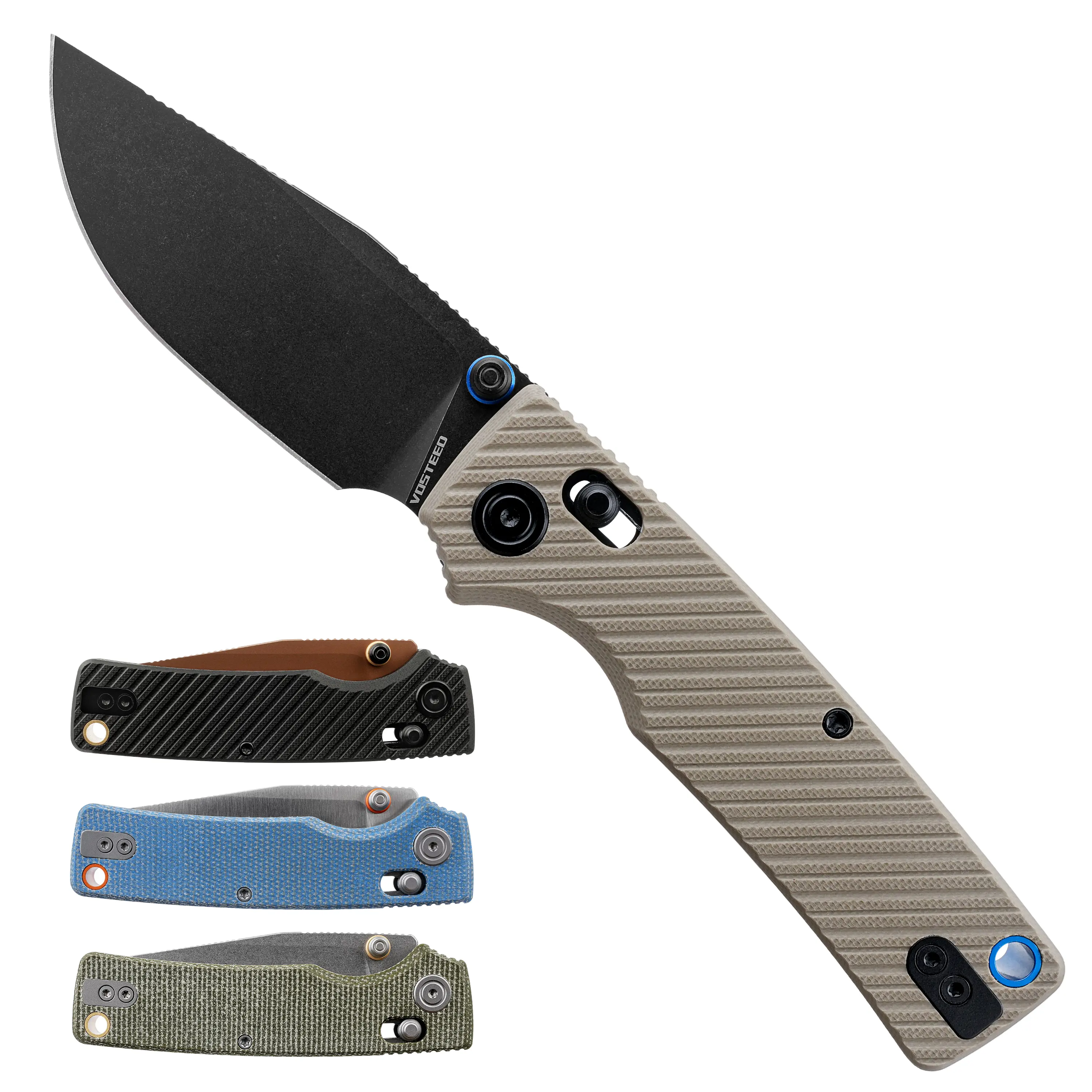 Vosteed Porcupine ModSwap EDC Pocket Knife - 3.08" 154CM Blade - Crossbar Lock, Micarta/G10 Handle - Surviving, Camping Knives