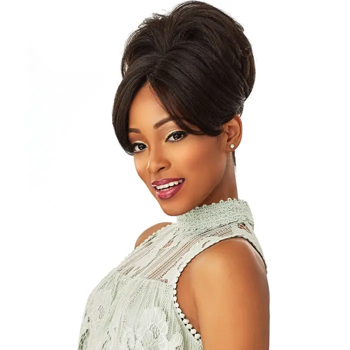 Sensationnel 100% Premium Fiber Instant Bun with Bangs EVONNE