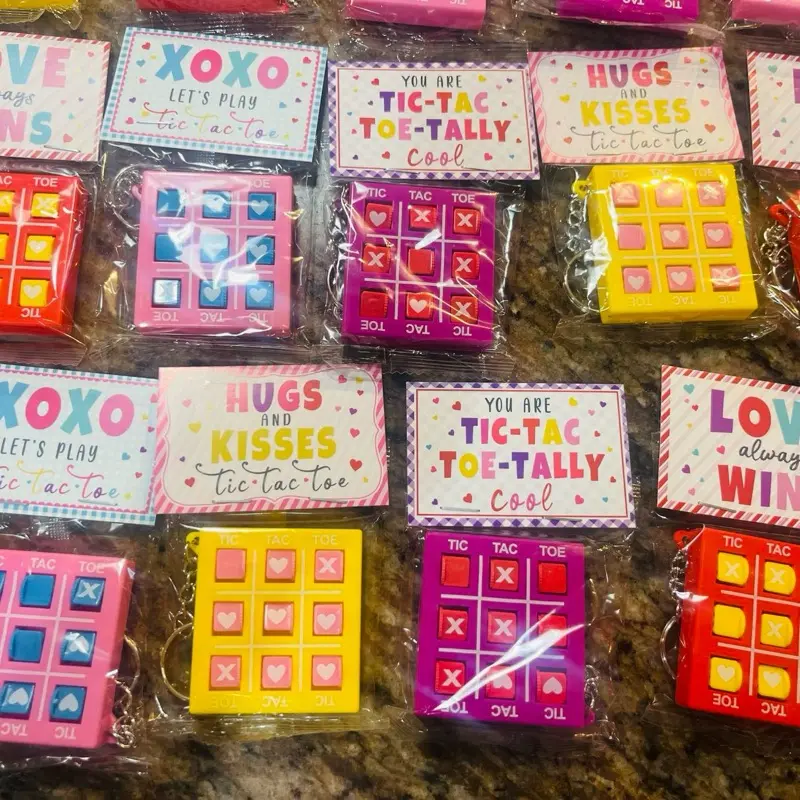 Tic Tac Toe Valentine's Set of 20 - Colorful Tic Tac Toe Games for Valentine's Day