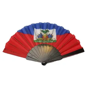 Haiti Flag Hand Fan Haitian Folding Fans