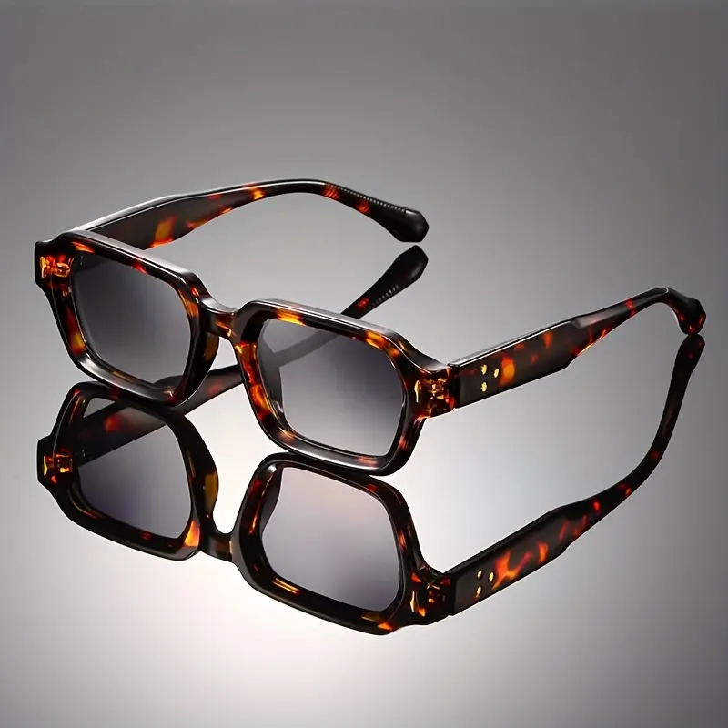 Retro Square Sunglasses with Orange Tinted Lenses, Unisex Trendy Vintage Polycarbonate Frame, Lightweight for Parties & Photography Props, Trendy Vintage Sunglasses, Orange Lens Sunglasses, Fashionable Frames Sunglasses