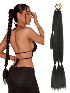 30 inch Elegant Long Straight Braided Ponytail Extension For Women - Natural-Looking Soft Synthetic Hair Braids, High-Temperature Fiber, Easy Wrap-Around Design, Perfect For Daily Use