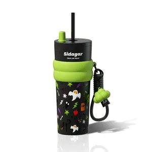 [sidagar]Halloween Thermos Cup – 24oz Leak-Proof Tumbler with Straw Lid | Reusable, Insulated Water Bottle for Fall Gifts