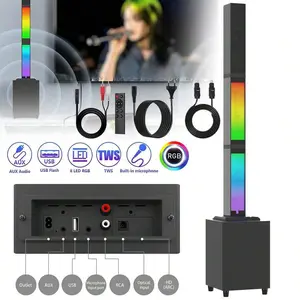 2.1 Channel Wireless Wireless Speaker System with Detachable RGB Lights - 60W Subwoofer, Surround Sound for Home Theater, TV, PC, Usb/Aux/Optical Inputs 3 Light Modes