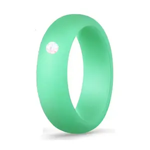 Colorful Silicone Ring with Diamond Inlay