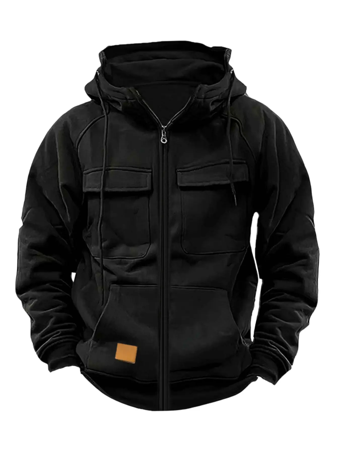 Men's Outdoor Casual Hooded Sweatshirt Jacket, Fall Winter Hiking Camping Travel Wear, Thick Woven Fabric, Multiple Pockets, Half-Zip Design, Athletic Hoodie, Half Zip Sweatshirts