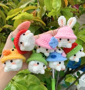 Amigurumi Crochet for Mini Mushroom Keychain - Bunny Hat Optional - 5 Languages Crochet