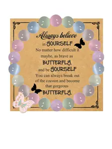 1PC Christmas Stocking Stuffer Surprise - Delicate Cute Pink Butterfly Pendant Bracelet - for Girlfriend, Wife, Best Friend, Sister & Mom - Ideal Jewelry Gifts/Birthday Gift/Graduation Gift/Friendship Gift/Valentine's Day