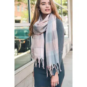 Oversized Flannel Tassel Scarf