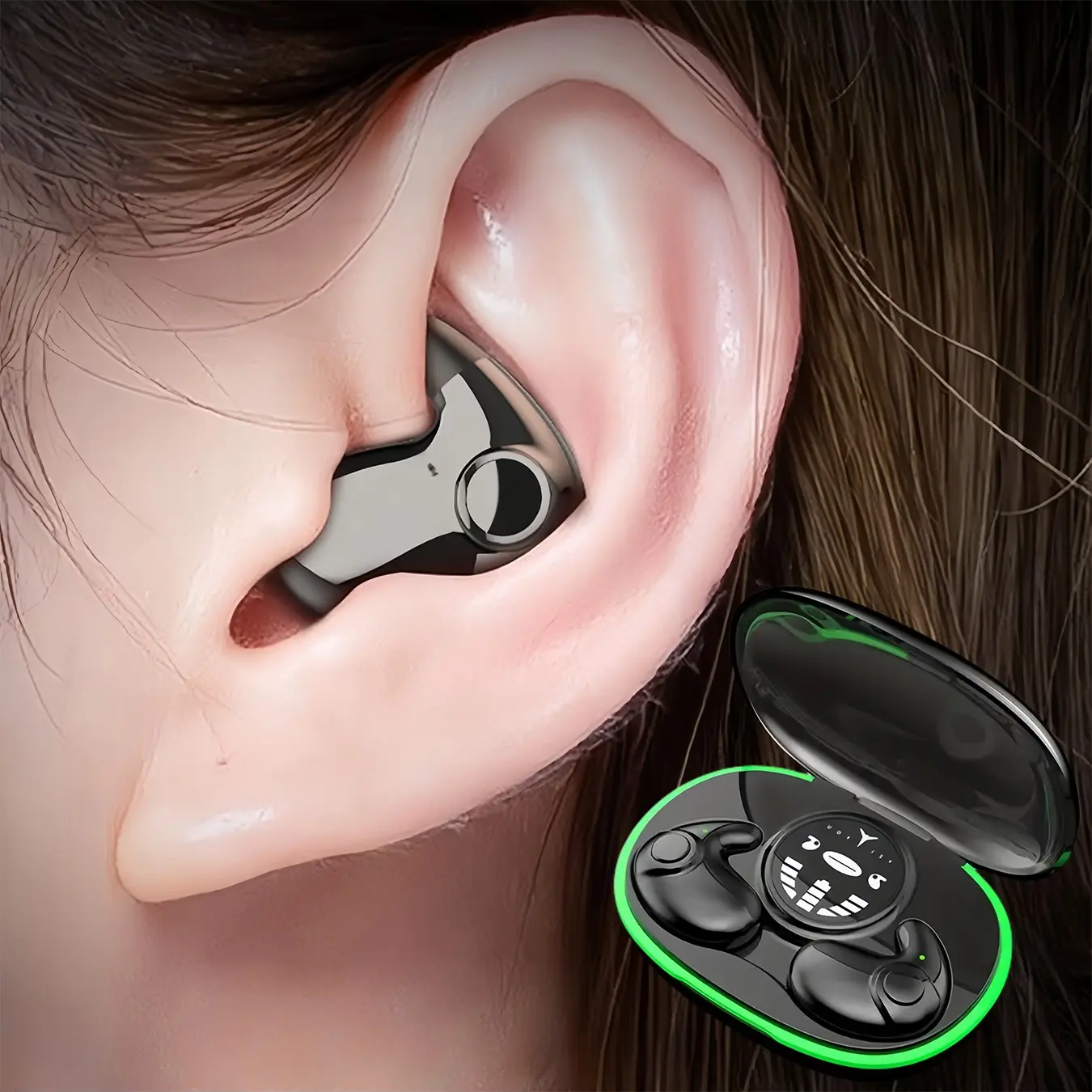 Wireless Ultra-thin Earphone, In-ear Design Noise Cancelling Headphone, Bluetooth-compatible On-Ear Sports Earbuds for Android & IOS, Noise Cancellation