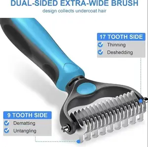 Stainless Steel Double-Sided Pet Detangling Comb - 1 PCS Dog & Cat Grooming Shedding Brush, Hair Care Products with Optimal Blade Spacing for Reducing Matting and Fur Removal,summervibes