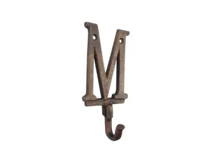Handcrafted Model Ships K-9056-M-rc 6 x 1 x 3 in. Rustic Copper Cast Iron Letter M Alphabet Wall Hooks