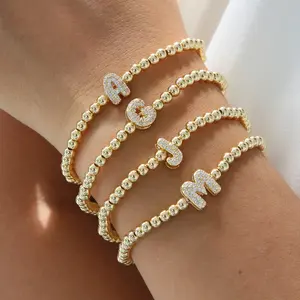 Zircon creative bubble balloon DIY 26 English letters beaded fashion versatile bracelet sweet ladies daily jewelry couple gift party jewelry