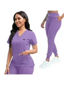 Neutral Style Fitted Scrub Set Women's Work Uniform Workwear for Pet Clinics & Nursing Home Staff