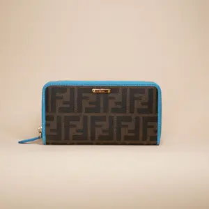 Pre-owned FENDI Canvas Small Leather Goods Zucca FF Logo Printed Continental Wallet