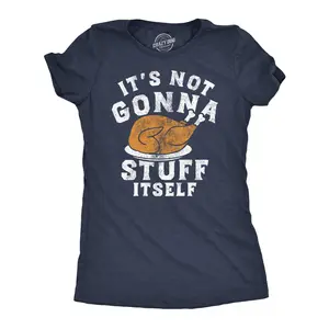 Womens Funny T Shirts Its Not Gonna Stuff Itself Sarcastic Thanksgiving Turkey Dinner Tee for Ladies Funny Womens T Shirts Cute Vintage Fashion Casual Ladies T-Shirt Gift Thanksgiving Tops for Women Funny Food Navy -