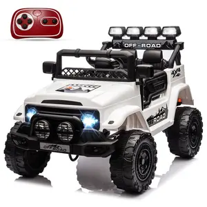 【GARVEE】12V Ride On Toy for Big Kids, 4 Wheeler Truck Car with 5MPH Max Speed, Remote Control, Accelerator Pedal, Treaded Tires, Steering Wheel, Audio System, White