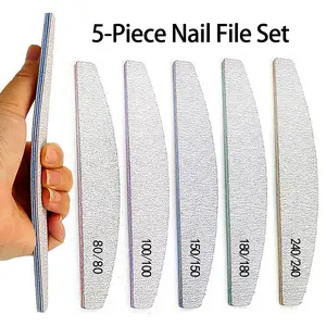 5-Piece Nail File Set, 80-240 Grit, Washable Dual-Sided, for Natural & Artificial Nails, Professional Manicure Tool, DIY Home Use