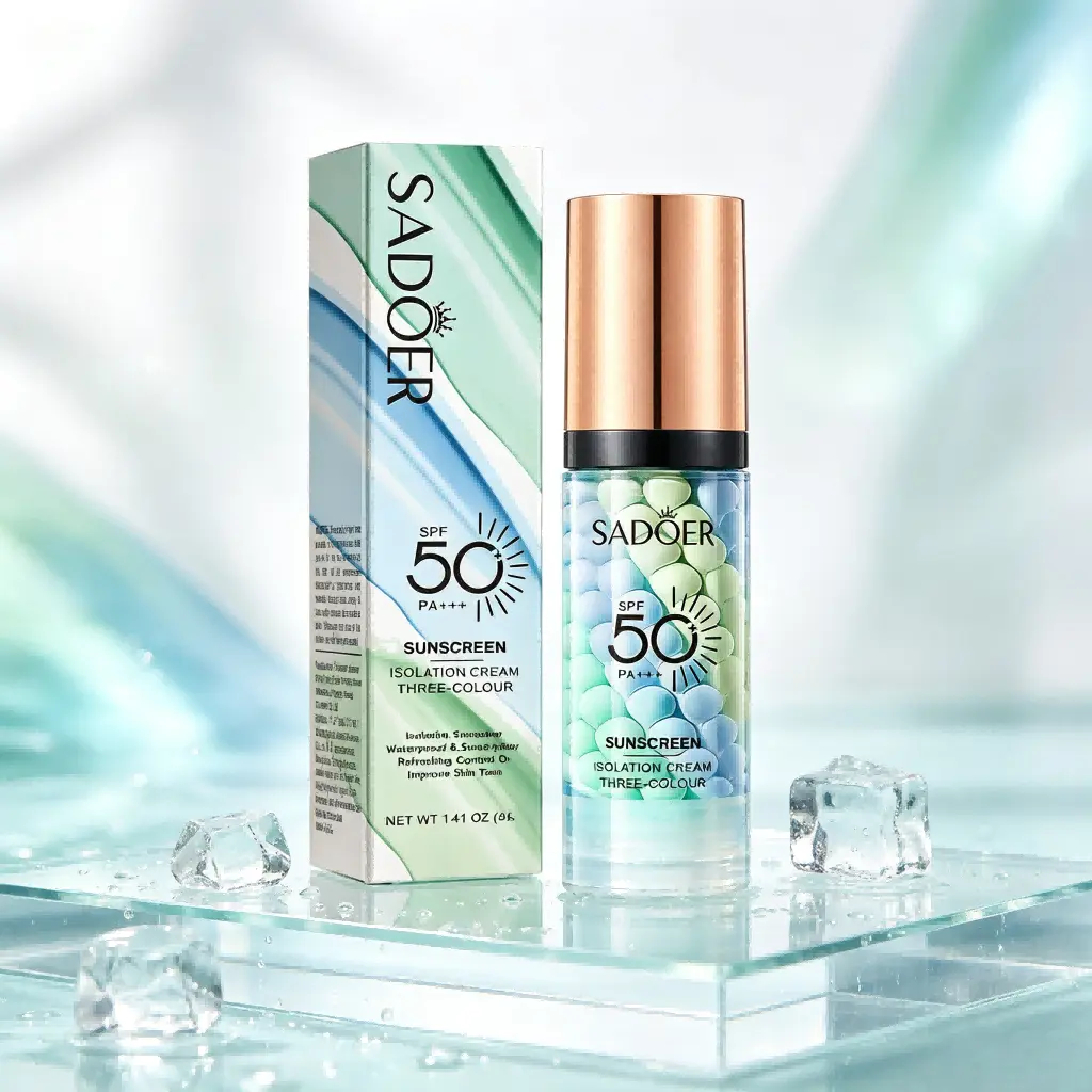 3-in-1 SPF 50+ PA+++ Sunscreen Isolation Cream, Color Corrector Face Primer Pre-Makeup Base with Oil Control, Moisturizing, Pore-Blurring & Luminous Even Skin Tone Benefits