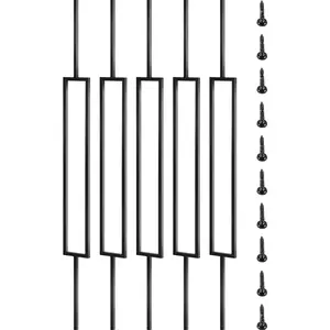 Deck Balusters 10 Pack Metal Spindles For Outdoor Railings, 44 X 0.5 Inch Stair Balusters With Screws, Iron Black Finish For Wood And Composite Decks, Weather Resistant Outdoor Balustrade Kit For Porch And Patio